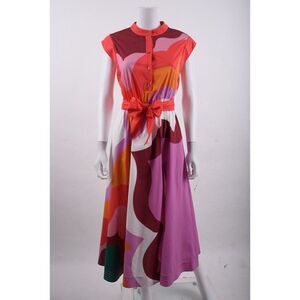 ETRO Milano Women Midi Shirt Dress Multicolor Paisley Wave SZ 38 US 2 Pocket NWT